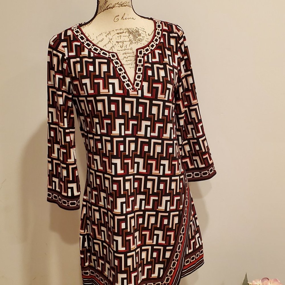 White House Black Market Multicolor Women 3/4 Sleeve Dress Size M